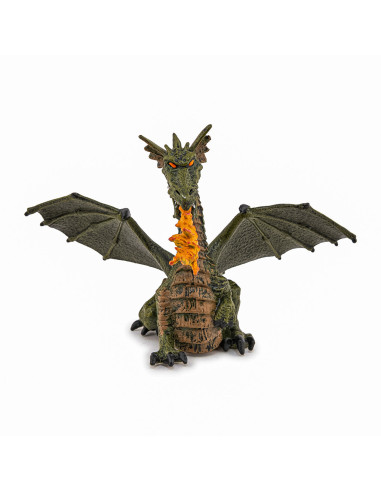Papo39025,Papo Figurina Dragon Verde Inaripat Cu Flacara
