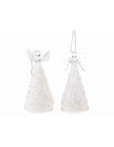 Set 2 ingerasi din sticla cu lumini, 7.2 cm x 15 cm,191112087