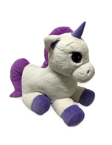 Stip171,Unicorn De Plus 80cm Alb