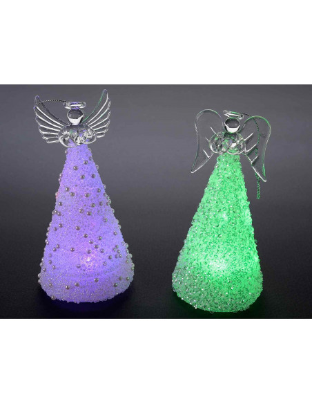 Set 2 ingerasi din sticla cu lumini, 7.2 cm x 15 cm,191112087