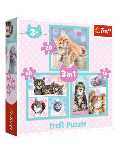 VV-34862,Puzzle Trefl 3in1 Pisicutele Dragalase