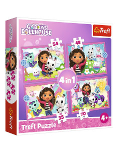 VV-34620,Puzzle Trefl 4in1 Gabbys Dollhouse Aventurile Lui Gabby