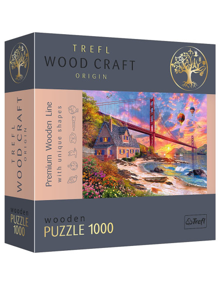 VV-20164,Puzzle Trefl Din Lemn 1000 Piese Apus La Golden Gate