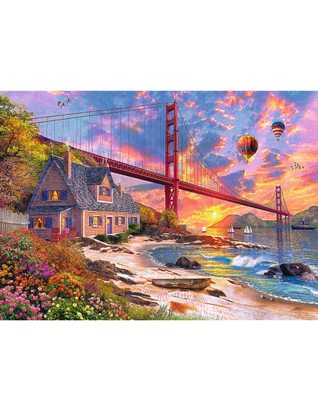 VV-20164,Puzzle Trefl Din Lemn 1000 Piese Apus La Golden Gate