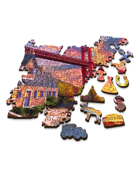 VV-20164,Puzzle Trefl Din Lemn 1000 Piese Apus La Golden Gate