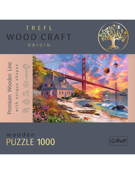VV-20164,Puzzle Trefl Din Lemn 1000 Piese Apus La Golden Gate