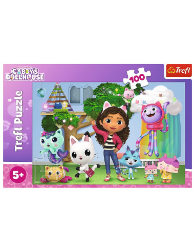 VV-16464,Puzzle Trefl 100 Gabbys Dollhouse Prietenii Lui Gabby