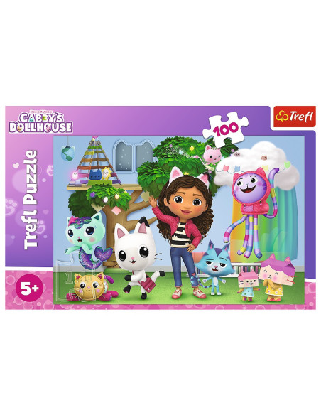 VV-16464,Puzzle Trefl 100 Gabbys Dollhouse Prietenii Lui Gabby