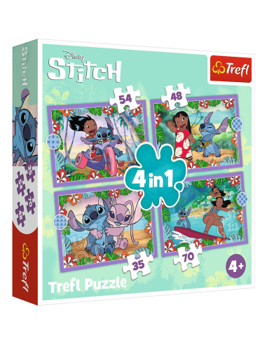 VV-34633,Puzzle Trefl 4in1 Stitch Ziua Fermecata