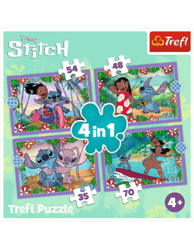 VV-34633,Puzzle Trefl 4in1 Stitch Ziua Fermecata