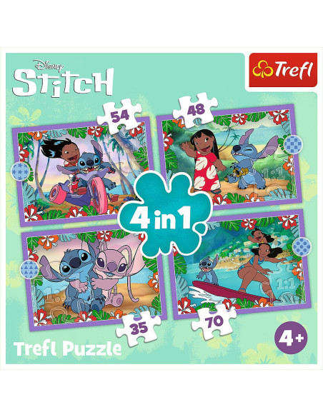 VV-34633,Puzzle Trefl 4in1 Stitch Ziua Fermecata
