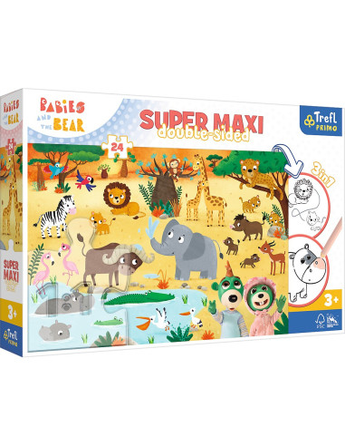 VV-41009,Puzzle Trefl Primo 24 Super Maxi Babies And The Bear In Safari