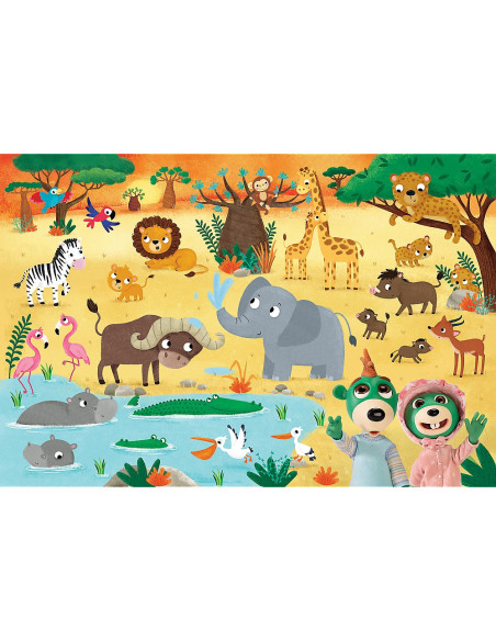 VV-41009,Puzzle Trefl Primo 24 Super Maxi Babies And The Bear In Safari
