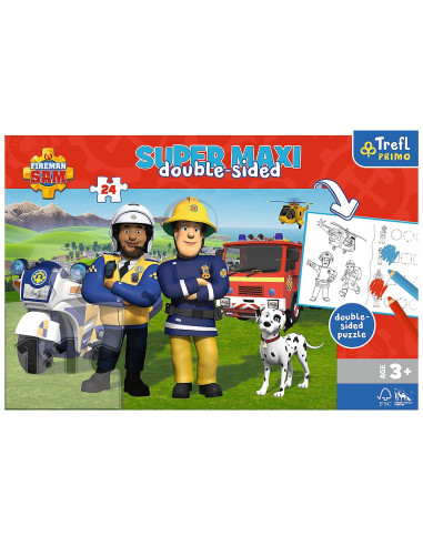 VV-41015,Puzzle Trefl Primo 24 Super Maxi Pompierul Sam Echipa Pompierilor