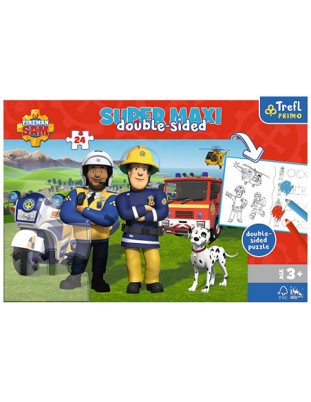VV-41015,Puzzle Trefl Primo 24 Super Maxi Pompierul Sam Echipa Pompierilor