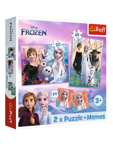 VV-93335,Puzzle Trefl 2in1 Memo Disney Frozen Printesele Si Taramul Lor