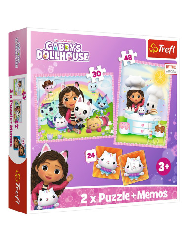 VV-93382,Puzzle Trefl 2in1 Memo Gabbys Dollhouse Gabi Si Prietenii Ei