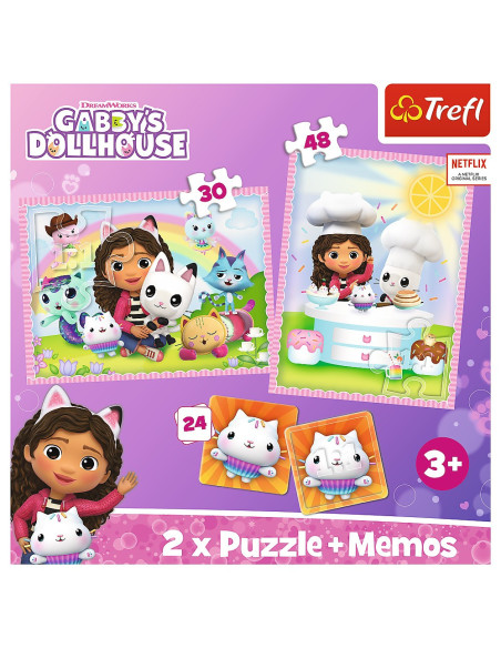 VV-93382,Puzzle Trefl 2in1 Memo Gabbys Dollhouse Gabi Si Prietenii Ei