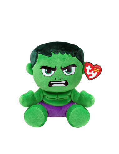 TY44004,Plus Ty 15cm Beanie Babies Soft Marvel Hulk