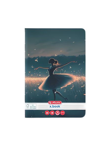 Caiet Herlitz A5, 48 file, 70g/mp, Dictando, Motiv balerina Caiet Herlitz A5, 48 file, 70g/mp, Dictando, Motiv balerina