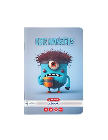 Caiet Herlitz A5, 48 file, 70g/mp, Dictando, Motiv cute monster