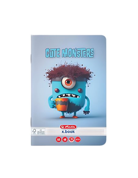 Caiet Herlitz A5, 48 file, 70g/mp, Dictando, Motiv cute monster