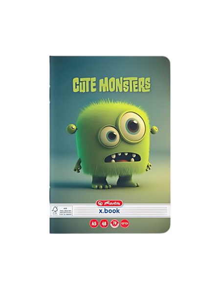 Caiet Herlitz A5, 48 file, 70g/mp, Dictando, Motiv cute monster