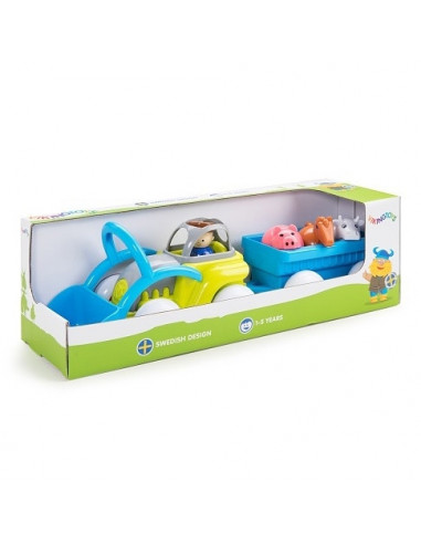 Tractor culori vesele cu remorca si animalute - Midi,VK781234