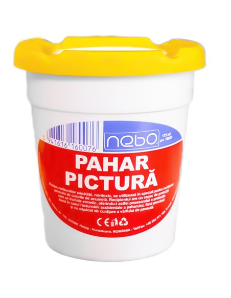 Pahar pentru pictura NEBO cu capac, 8.5 cm, Galben Pahar pentru pictura NEBO cu capac, 8.5 cm, Galben