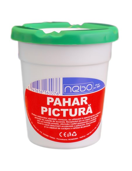 Pahar pentru pictura NEBO cu capac, 8.5 cm, Verde Pahar pentru pictura NEBO cu capac, 8.5 cm, Verde