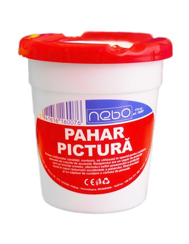 Pahar pentru pictura NEBO cu capac, 8.5 cm, Rosu