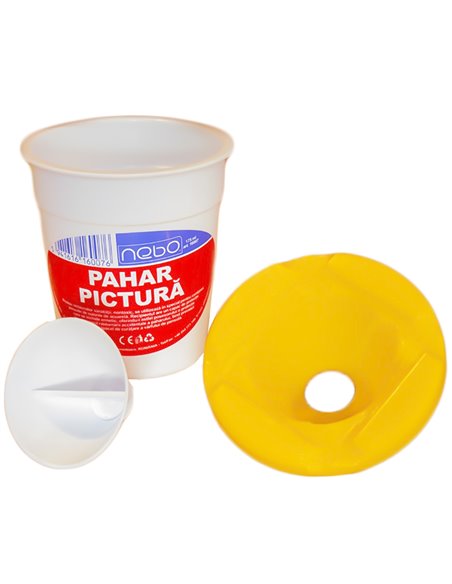 Pahar pentru pictura NEBO cu capac, 8.5 cm, Galben Pahar pentru pictura NEBO cu capac, 8.5 cm, Galben