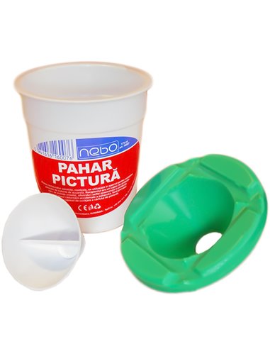 Pahar pentru pictura NEBO cu capac, 8.5 cm, Verde Pahar pentru pictura NEBO cu capac, 8.5 cm, Verde
