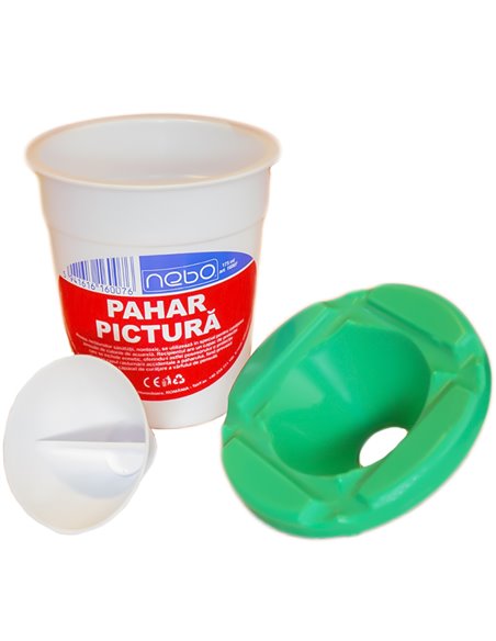Pahar pentru pictura NEBO cu capac, 8.5 cm, Verde Pahar pentru pictura NEBO cu capac, 8.5 cm, Verde