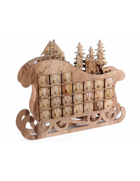 Sanie de lemn cu calendar, lumini si sertare,513675