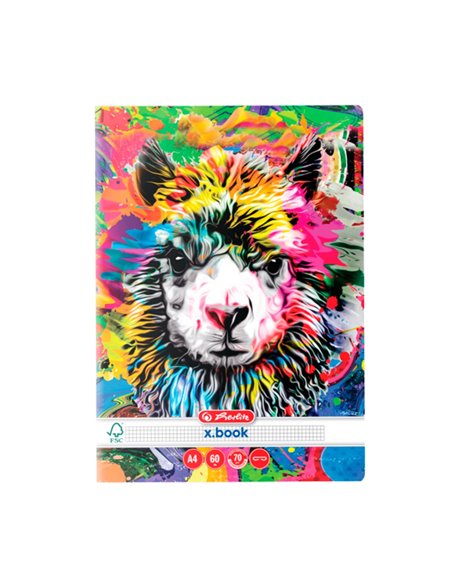 Caiet A4 60 file, patratele, motiv Color Animals