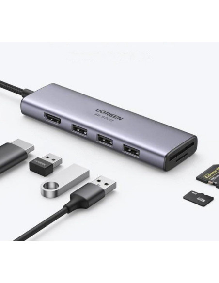 60383,Docking Station Ugreen CM511, Gray