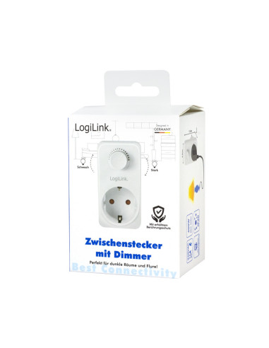 PA0151,ADAPTOR LOGILINK, Schuko x 1, functie ajustare luminoasa, indicator led, IP20, 230 V/16 A, 50 Hz, 20-400 W pentru becuri 