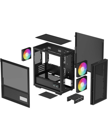 R-CH360-BKAPE3D-G-1,CARCASA DeepCool "CH360 DIGITAL", Mini Tower, ATX, fara sursa, 3xfan, USB 3.2 gen 1 x 1, USB 2.0 x 2, audio,