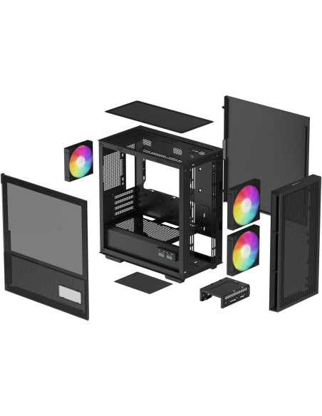 R-CH360-BKAPE3D-G-1,CARCASA DeepCool "CH360 DIGITAL", Mini Tower, ATX, fara sursa, 3xfan, USB 3.2 gen 1 x 1, USB 2.0 x 2, audio,