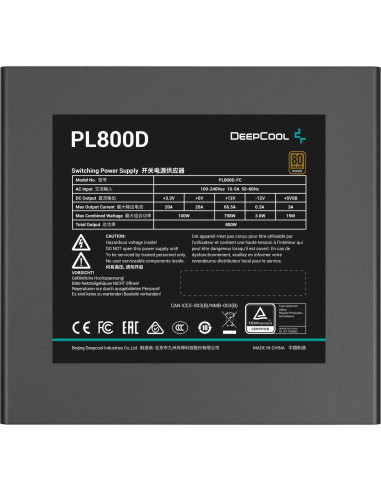 R-PL800D-FC0B-EU,SURSA DeepCool "PL800-D", 800W, 80 PLUS Bronze, non-modulara, format ATX 12V V3.0, "R-PL800D-FC0B-EU"