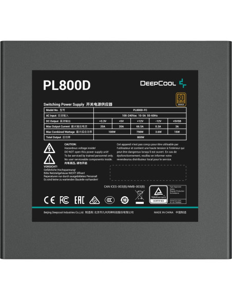 R-PL800D-FC0B-EU,SURSA DeepCool "PL800-D", 800W, 80 PLUS Bronze, non-modulara, format ATX 12V V3.0, "R-PL800D-FC0B-EU"