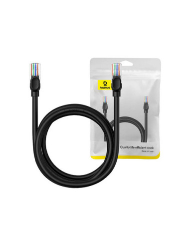 RY-B00133206111-03,Patch cord UTP Baseus Cat5, fire din cupru, round cable, viteza maxima 1 Gbps, PVC, 2m, negru "B00133206111-0