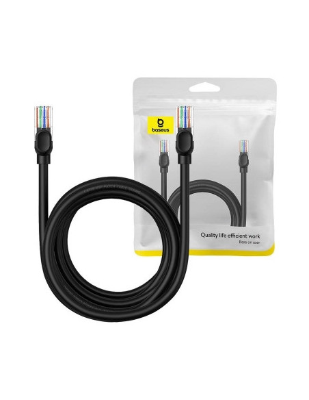 RY-B00133206111-05,Patch cord UTP Baseus Cat5, fire din cupru, round cable, viteza maxima 1 Gbps, PVC, 5m, negru "B00133206111-0