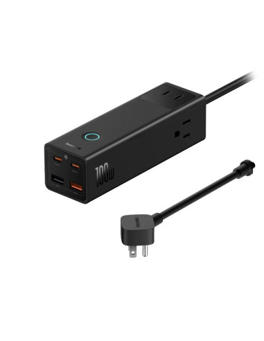 E00023509113-00,Incarcator Baseus PowerCombo Pro Powerstrip, Quick Charge 100W, 3 x AC, 2 x USB Type-C Output 5V/3A, 2 x USB, lu