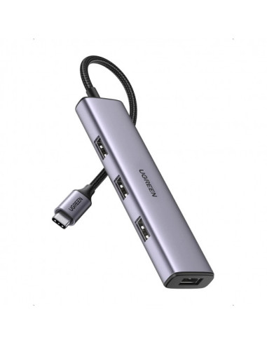 RY-20841,HUB extern Ugreen, "CM473" porturi USB: USB 3.0 x 4, conectare prin USB Type-C, aluminiu, lungime 20 cm, gri, "20841" -