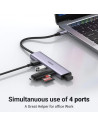 RY-20841,HUB extern Ugreen, "CM473" porturi USB: USB 3.0 x 4, conectare prin USB Type-C, aluminiu, lungime 20 cm, gri, "20841" -