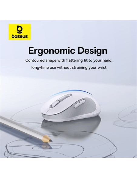 B01055505211-01,MOUSE Baseus F02 PC sau NB wireless, 2.4GHz si Bluetooth, optic, 800/ 1200/1600 dpi,butoane/scroll 4/1, alb,"B01