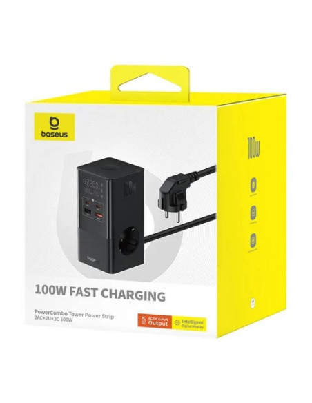 E00023609113-00,Incarcator retea Baseus GaN Powerstrip, 2x USB-A, 2x USB-C, 2x AC, 16A