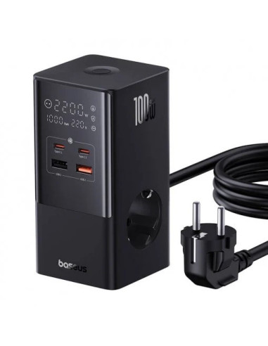 E00023609113-00,Incarcator retea Baseus GaN Powerstrip, 2x USB-A, 2x USB-C, 2x AC, 16A